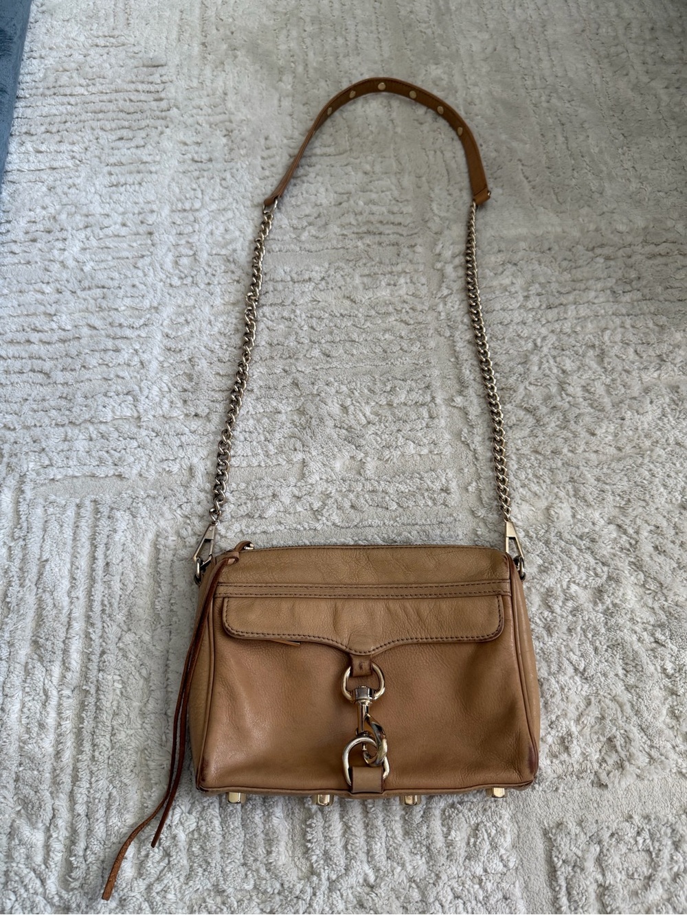 Rebecca Minkoff M.A.C. Tan Leather Crossbody Shoulder Bag with Chain Strap